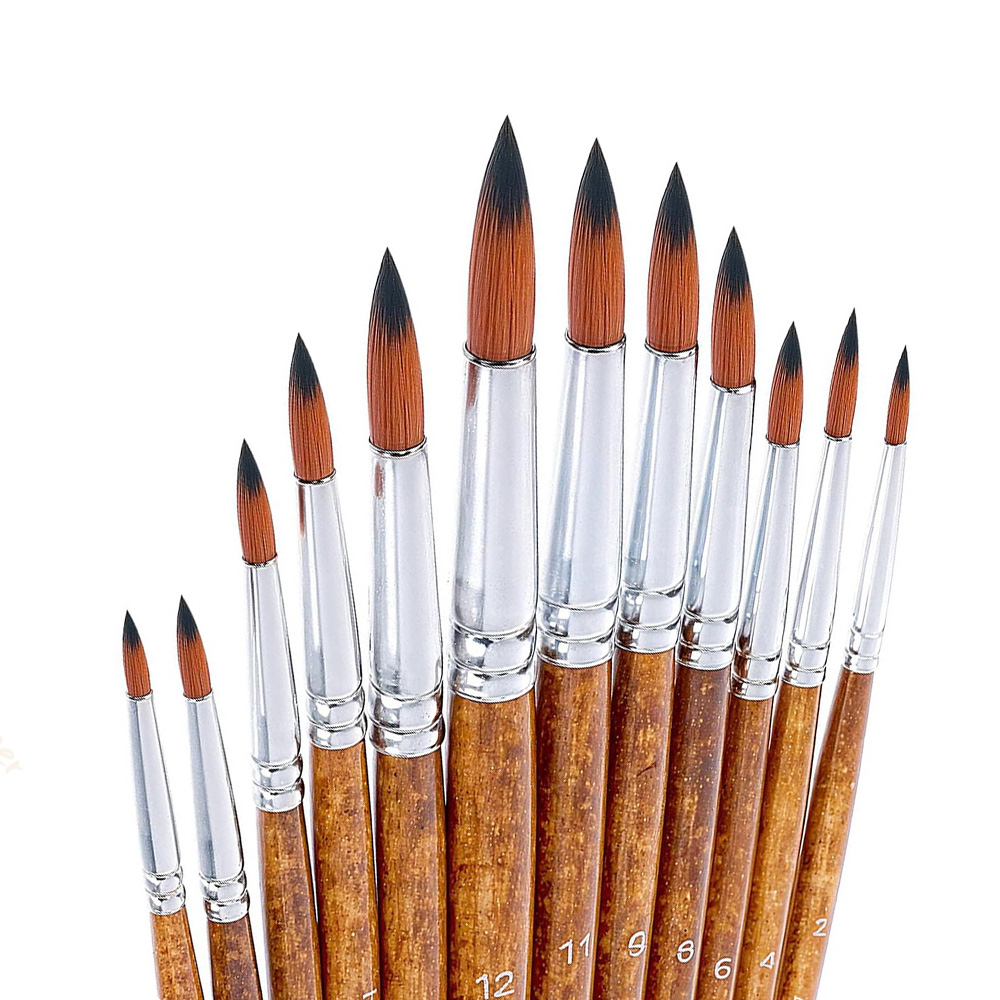 Gouache Paint Set - 12 قطعة من فرش الطلاء بالألوان