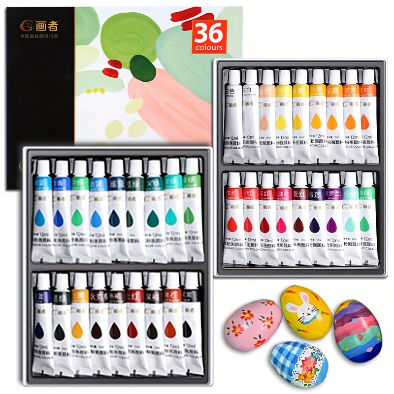 Gouache Paint Set - مجموعة طلاء جواش 36 لونًا 12