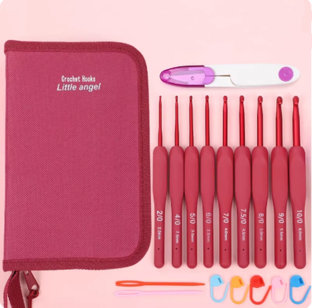 Crochet Hook Set - مجموعة أدوات حياكة بخطاف كروشيه ذو