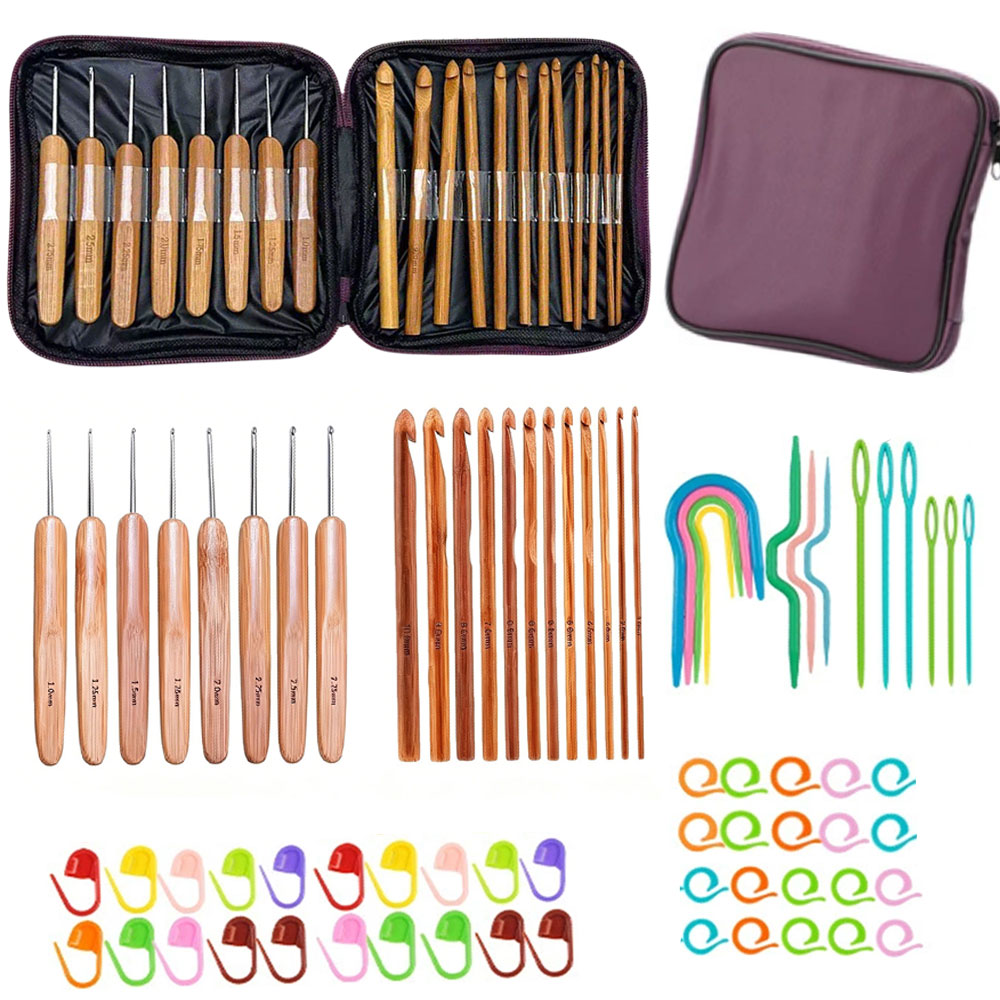 Crochet Hook Set - مجموعة من 74 قطعة من إبر