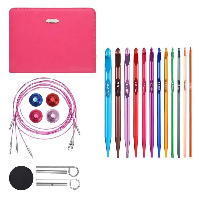 Crochet Hook Set - مجموعة خطافات كروشيه AT21 مزودة بكابل،