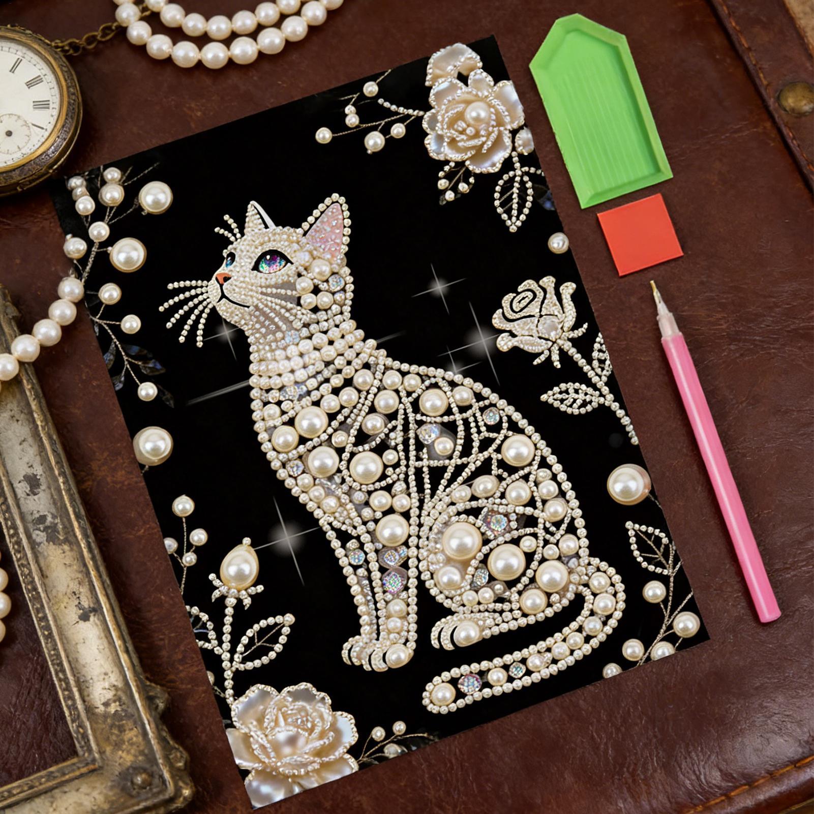 Art Craft Mother'S Day - مجموعات رسم باللؤلؤ على شكل قطة،