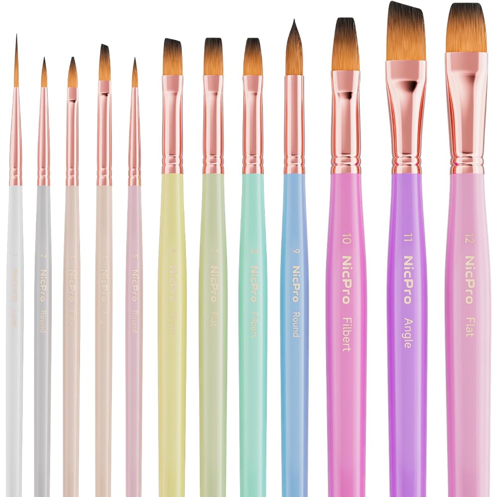 Gouache Paint Set - مجموعة من 12 فرشاة رسم فنية،