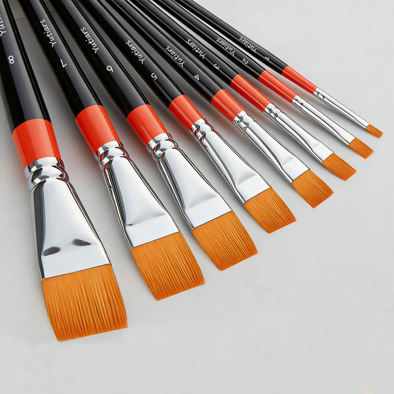 Gouache Paint Set - فرشاة طلاء مسطحة للفنانين بشعر نايلون