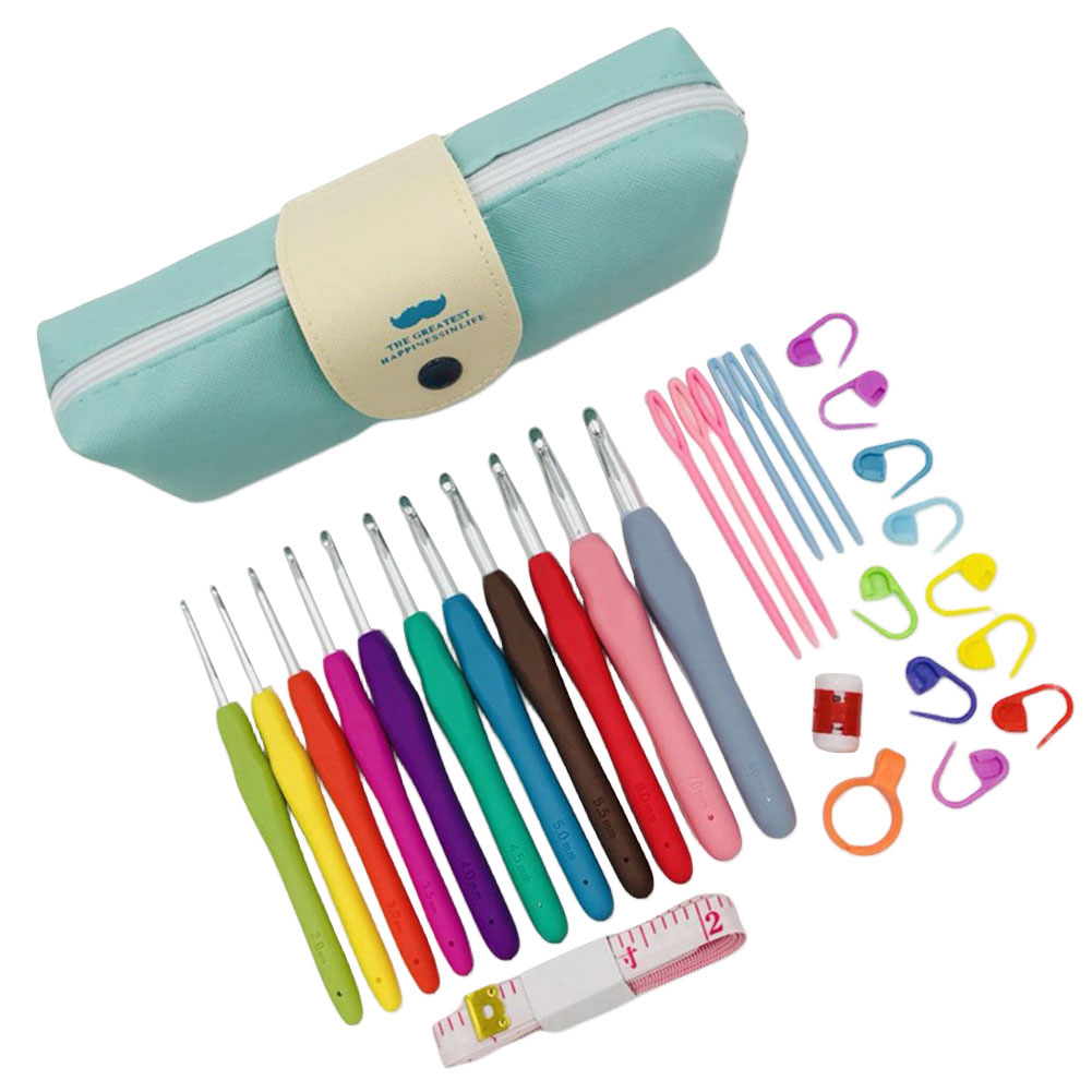 Crochet Hook Set - مجموعة إبر الكروشيه مع حافظة، إبر