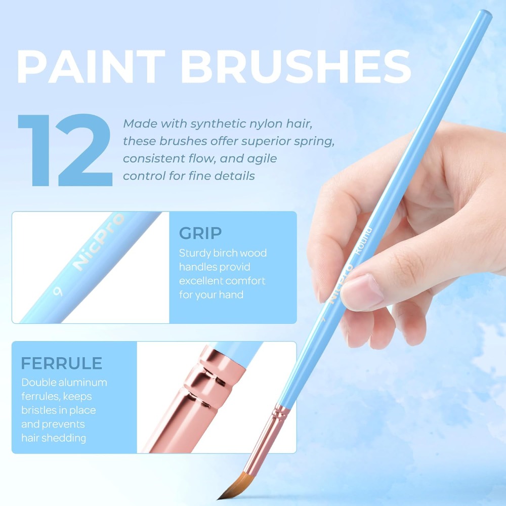 مجموعة من 12 فرشاة رسم فنية، ف - مراجعة Gouache Paint Set وسعره