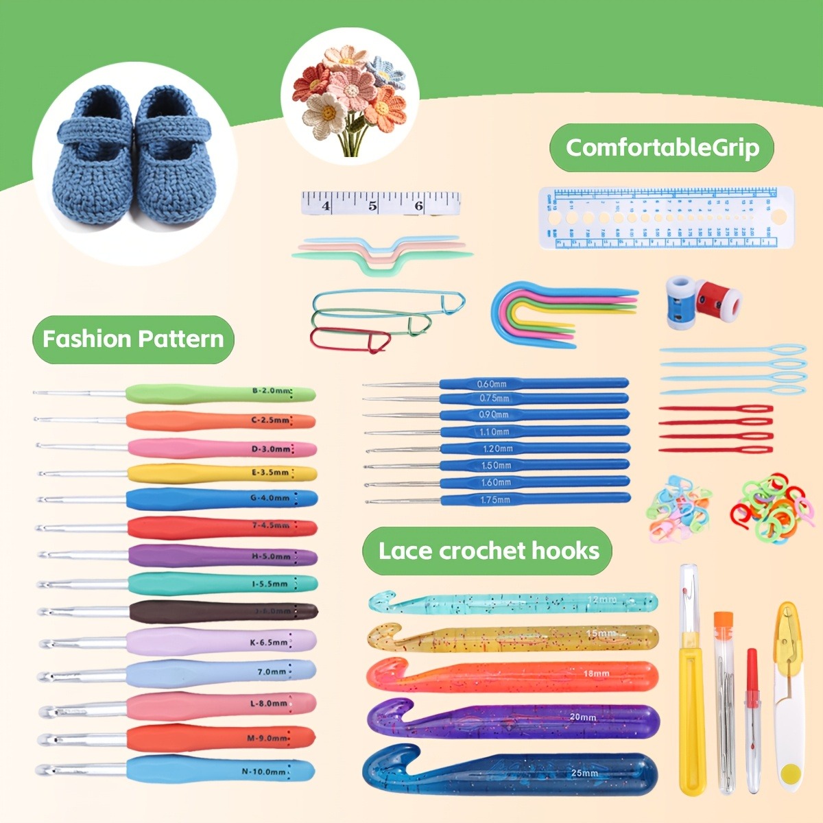 مجموعة من 118 قطعة من إبر الكر - مراجعة Crochet Hook Set وسعره